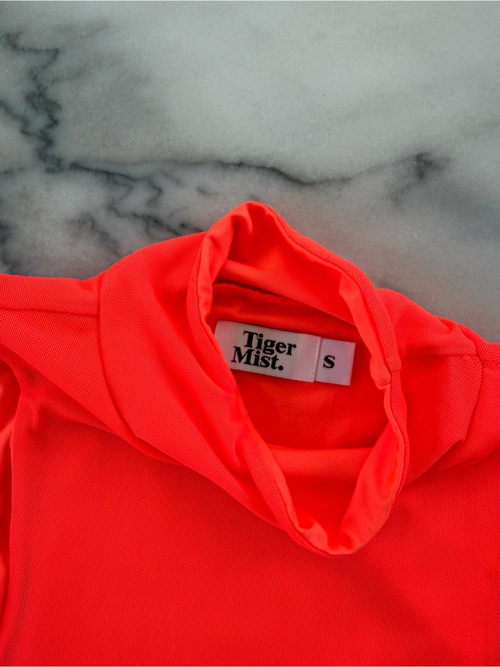 Tiger Mist Neon Orange High-Neck Cutout Mini Dress - Picture 3 of 4